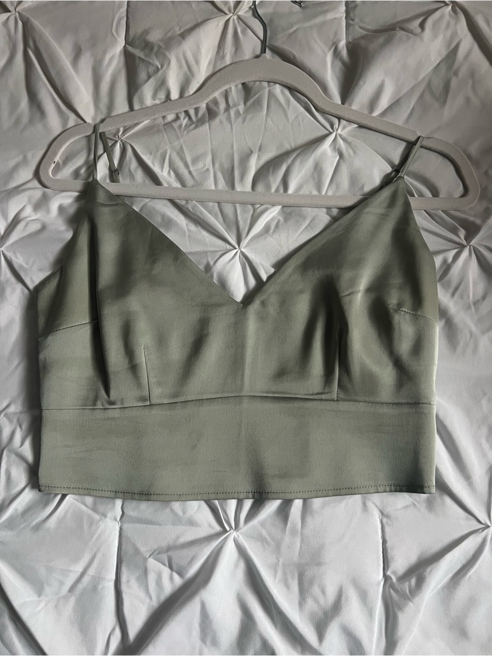 Abercrombie & Fitch Sage Green V-Neck Cropped Cami
